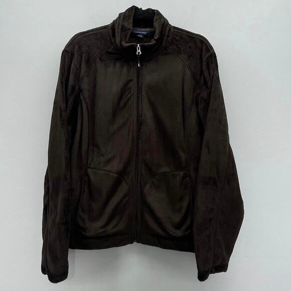 Land’s End Chocolate Brown Soft Fleece Full Zip Jacket - Picture 1 of 6